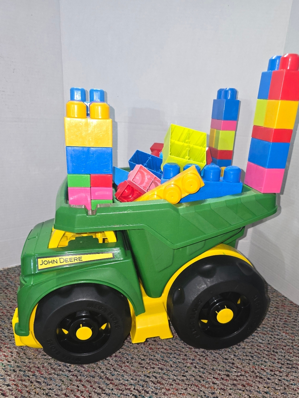 John Deere Green Toy Dump Truck Multi-colored Mega Blox Building Blocks